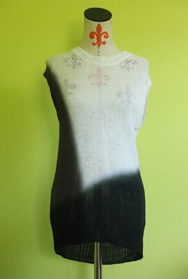 J. Crew Sz XS 100% Linen Knit Sleeveless High Low Dip Dye Sweater Tunic EUC-image