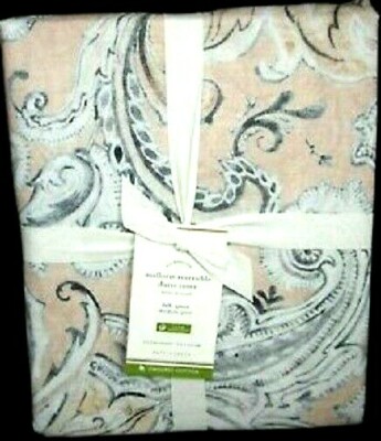 Pottery Barn Mallorie Duvet Cover Warm King Paisley Reversible Blush No Shams-image