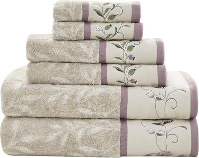 Madison Park Serene 100% Cotton Bath Towel Set Luxurious Multi-Sizes, Purple -image