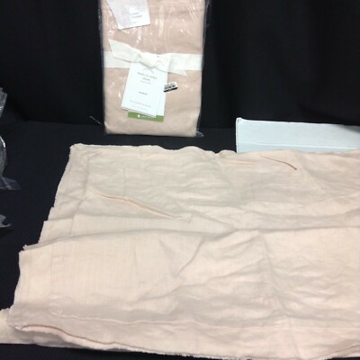 Pottery Barn Belgian Flax Linen Double Flange Quilt Bed Sham Standard Soft Rose-image