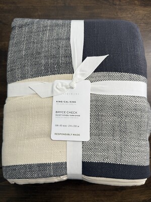 POTTERY BARN BRYCE BUFFALO CHECK COTTON DUVET COVER, KING/CAL KING ~ CHARCOAL-image