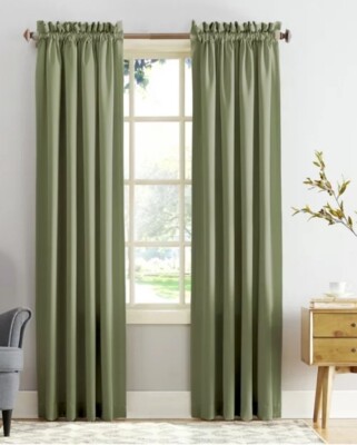 Sun Zero Kylee Energy Efficient Room Darkening Rod Pocket Curtain Panel 54”x 84”-image
