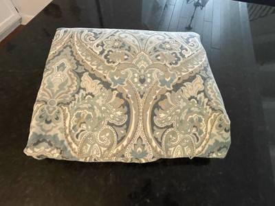 Pottery Barn Mackenna Duvet Cover~KING ~Teal ~Paisley~92x88~Cottage~ VGUC-image