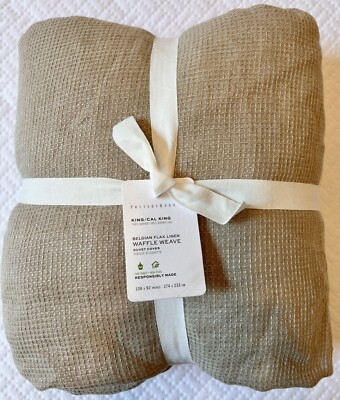 Pottery Barn EuropeanLinen Waffle Weave KING/CAL KING Duvet Cover~DarkFlax color-image