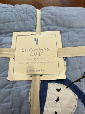NEW! Pottery Barn Full/Quuen Snowman Quilt-image