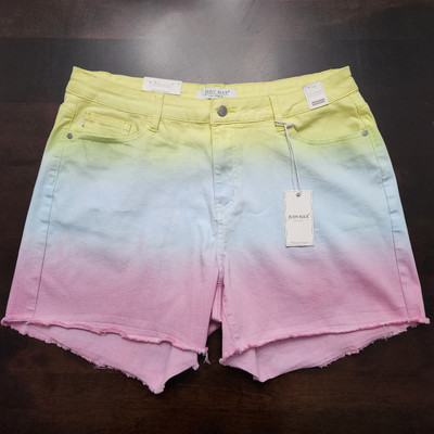 NWT Judy Blue Dip Dye Multicolor High Waisted Shorts 2XL-image