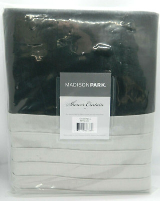 Madison Park Salem Pieced Faux Silk Shower Curtain Black & Gray Size: 72