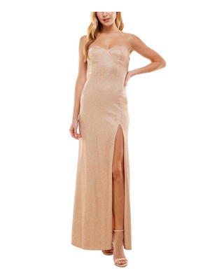 CITY STUDIO Womens Pink Thigh High Slit Lined Sleeveless Gown Dress 7-image