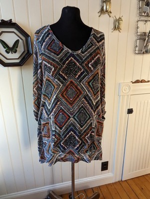 Studio jpr Sz S long sleeve Diamond Pattern multicolor pullover sweater w Pocket-image