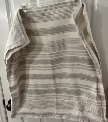 2 Pottery Barn Hawthorn Striped Cotton Euro Shams Neutrals 26