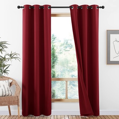 100% Blackout Curtains with Same Color Liner Backing, Thermal Insulated Curta...-image