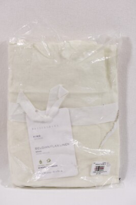POTTERY BARN CLASSIC IVORY BELGIAN FLAX LINEN BED PILLOW SHAM KING-image