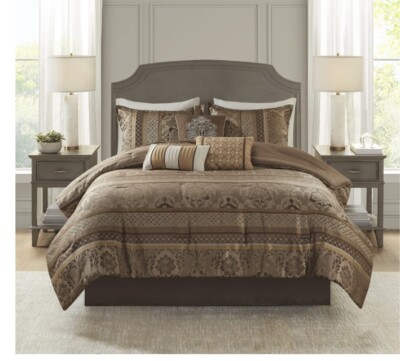 Madison Park Bellagio 7 Piece Jacquard Comforter Set Durability Luxurious King-image