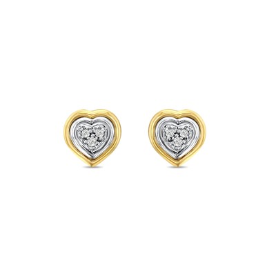 Heart Shaped Diamond Pave Studs 14k Yellow Gold-image