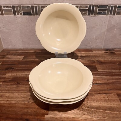 Set Of 4 Vtg Mikasa Amber Studio Glaze All Yellow Flower Shaped Soup/Salad Bowls-image