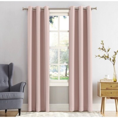 2 NWT 54”L X 40”W Curtain Panels Short Grommet Kenneth Blackout Mauve Sun Zero-image