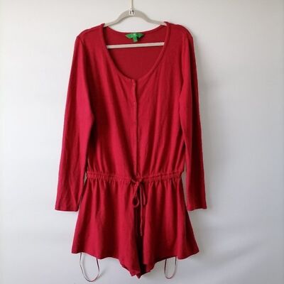 Dip Women's Sleepwear Red Long Sleeve Romper Shorts Size L New With Tag-image