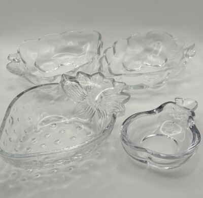Set Of Fruit Shaped Glass Bowls -4 -Studio Nova Japan- Grape Strawberry Pear-image