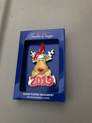 NIB REGENT SQUARE STUDIO DESIGN 2019 SANTA MOOSE CHRISTMAS ORNAMENT-image
