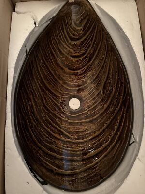 Wade Logan Beyo 14” Bathroom Vessel Sink Basin Tempered Glass Bowl Faucet Brown-image