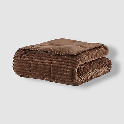 Madison Park Brown Plush Down Alternative Corduroy Throw Blanket, 60