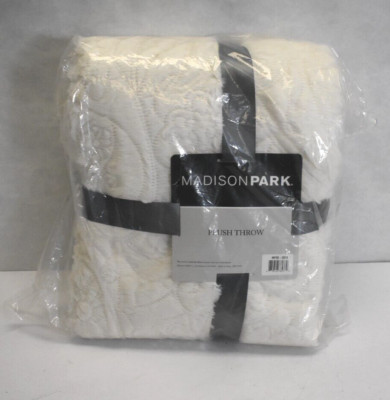 Madison Park Norfolk Luxury Ultra Plush Down Alternative Throw Ivory 50