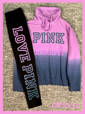 Victoria's Secret Pink Ombre Dip Dye Pullover + Leggings Set Amethyst Coral L-image