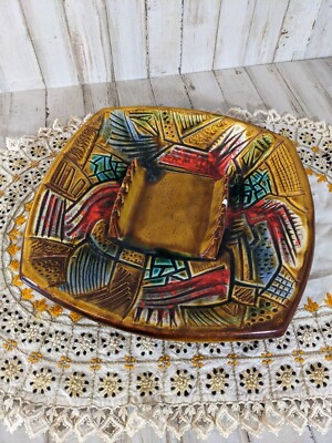 WTF Ashtray 70's California Studio pottery ashtray MCM Stoner Square Large -image
