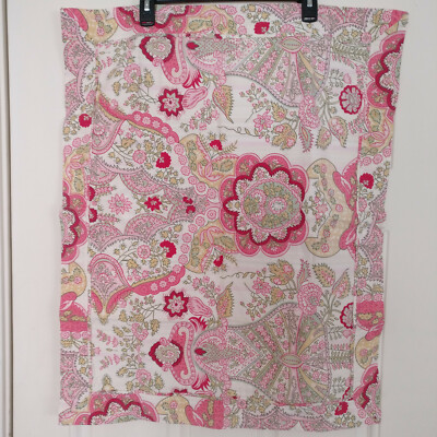 2 POTTERY BARN FLORAL STRIPE STANDARD COTTON PILLOW SHAMS-image