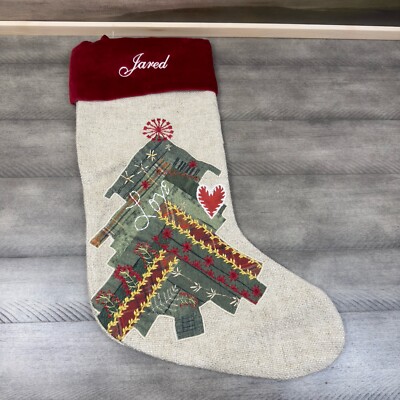 Pottery Barn Dream Tree Winter Dreams Christmas Stocking Monogram “Jared” NWOT-image