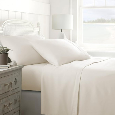 IENJOY HOME Bed Sheet Set, Ultra Soft 4 Piece, Ivory, Queen-image