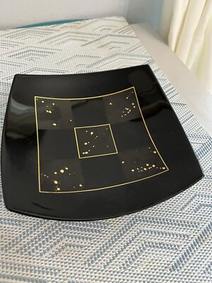 Rosenthal Studio Linie Germany. Black w/Gold Leaf. Square...unique!-image