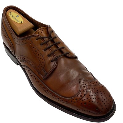 Allen Edmonds Madison Park mens size 9 brown leather wing tip oxford dress shoes-image