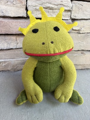 PBK Pottery Barn Kids Rare Green Frog Prince King Crown 10” Plush MINT!-image