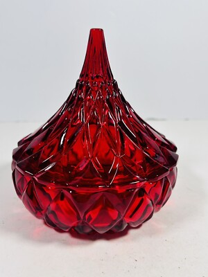 HERSHEY'S KISS Shaped Ruby Lead Crystal CANDY DISH Shannon Designs Ireland-image
