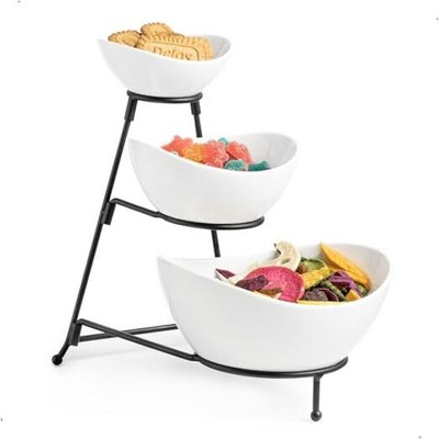 3 Tier Serving Bowls with Stand, Serving Dishes Chips and Dip Serving Set for -image