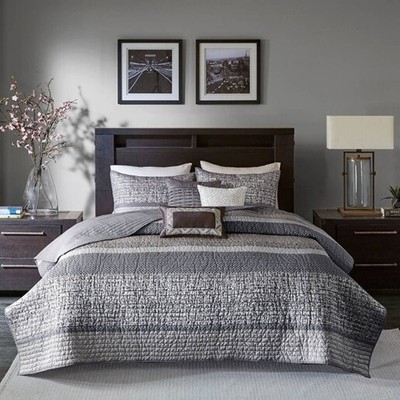 NEW QUEEN Madison Park  comforter Set. Grey/Taupe (photo's don't do it justice.)-image
