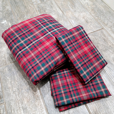 Pottery Barn Lynbrook Plaid Full/Queen Duvet & 2 Standard Shams Vtg-image