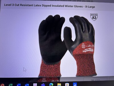 Milwaukee 48-22-8923 - Insulated Winter Glove - Dipped - Cut 3 - XL (LOT OF 3)-image