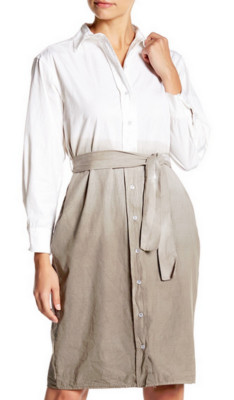 Go Couture Modest Dip Dye Shirt Dress Mocha L NWT $178-image
