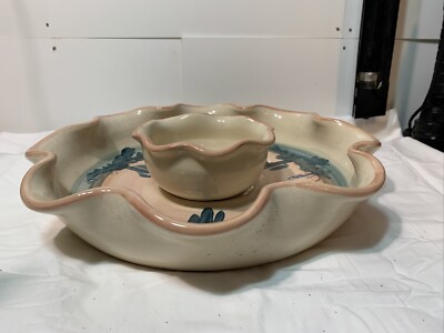 Large Ellis Prod Pottery Chip or Veggie and Dip Server-image