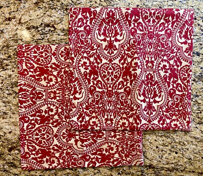 Set of 2 Pottery Barn Euro Paisley Burgundy Red Ivory 18x18 HTF!-image
