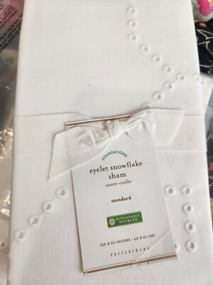 Set of 3 Pottery Barn Eyelet Snowflake Standard Shams-image