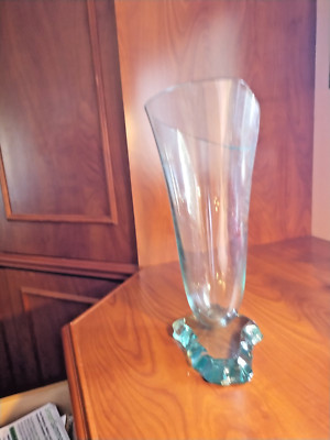 SIGNED STUDIO ART GLASS - CRYSTAL VASE - 1994 by STEPHEN SCHLANSER-image