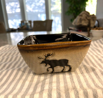 WOODLAND HOME STUDIO MOOSE AND PINE TREES 5 1/4