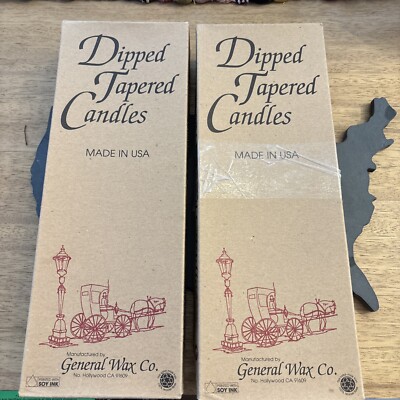 New In Box GENERAL WAX COMPANY~TAPER CANDLES HAND DIPPED HERITAGE BLUE 14.5