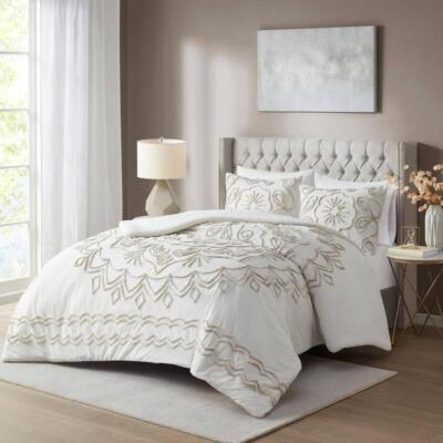 Madison Park Comforter King/Cal King Cotton Hypoallergenic Medallion Ivory/Taupe-image
