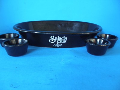 VINTAGE CERAMIC LARGE SERVING DISH BY ORVAL KENT & 4 SMALL DIP BOWLS-image