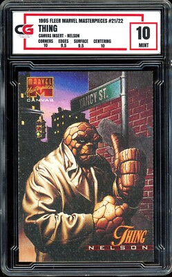 1995 Marvel Masterpieces #21 ~ CANVAS LIMITED EDITION ~ Thing ~ GRADED CG 10-image