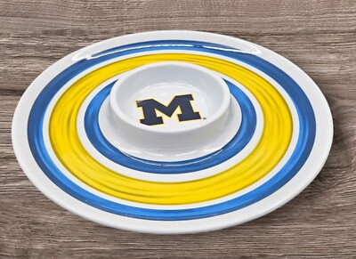 Michigan Wolverines Large Melamine Heat Safe Chip & Dip Plate Bowl-image